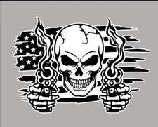 SKULL FLAG WITH SMOKING GUNS WINDOW  VINYL DECAL STICKER