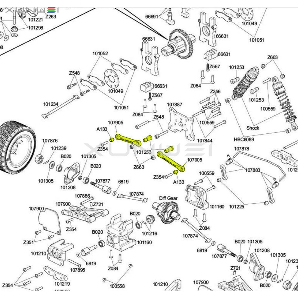 #107905 Aluminium Upper Arm Set 48-54mm For RC 1/8th HPI WR8 3.0 Flux Racing - Image 3 of 4