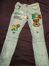 Stall & Dean Jeans Mens 32/34 8th Dstrkt Denim Distressed  Black Yankees Negros