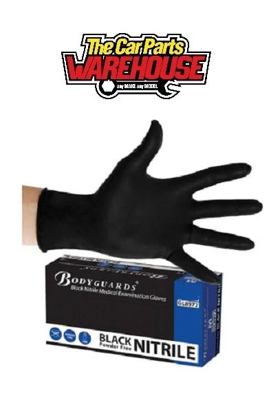 100 BODYGUARD BLACK NITRILE DISPOSABLE GLOVES SIZE EXTRA LARGE GL8975