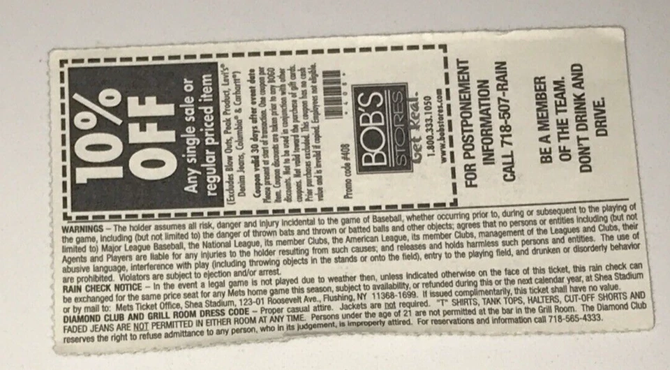 7/15/02 Florida Marlins New York Mets Shea StadIum Ticket Stub Vaughn Burnitz HR - Image 2 of 2