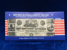 Reproduction Republic of Texas Currency 1838-1841 New Set of 6