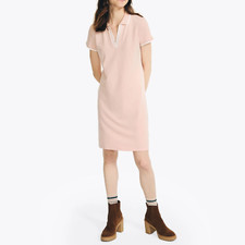 NWT Nautica Women's Solid Stretch Mesh Split Neck Short Sleeve Deck Polo Dress