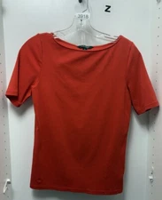 Lauren By Ralph Lauren Red Short Sleeve Blouse Size Medium