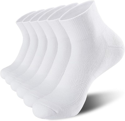 Lapulas 6 Pack Ankle Socks with Cushion, Athletic Running X-Large, White 