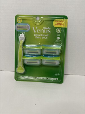 Gillette Venus Extra Smooth Women's Razor Handle + 4 Blade Refills Value Pack