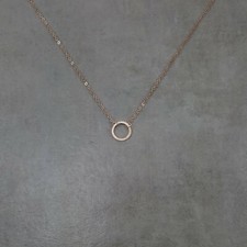 Circle Thin ROSE GOLD Plated Necklace Gift Box Pendant Dainty Handmade Trendy