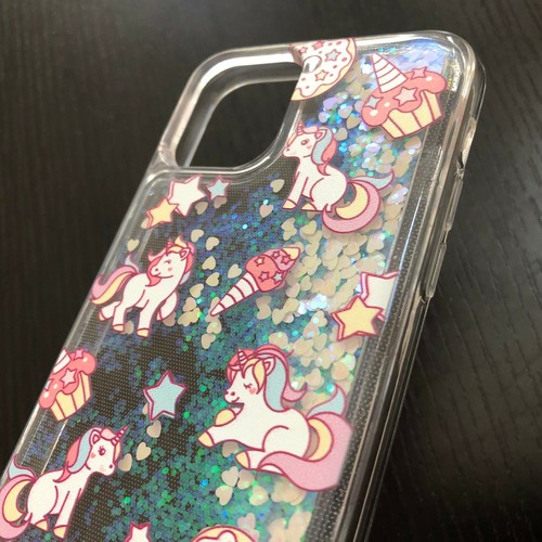 iPhone XR XS 11 PRO MAX - Waterfall Pink Unicorn Liquid Glitter Hearts TPU Case - Picture 8 of 36