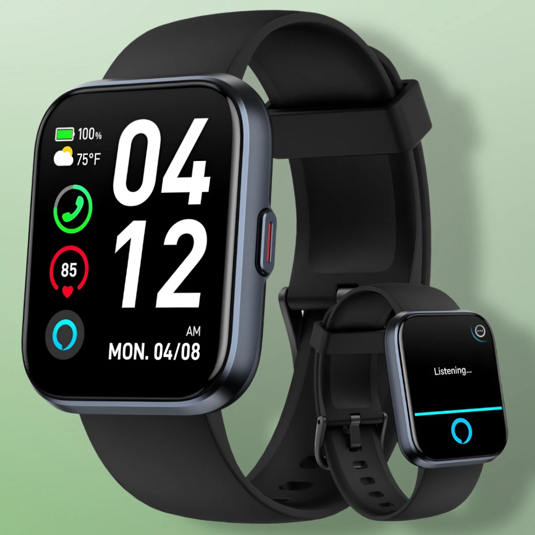 Smart Watches for Men/Women 1.8" Alexa Fitness Tracker Bluetooth Calls IP68