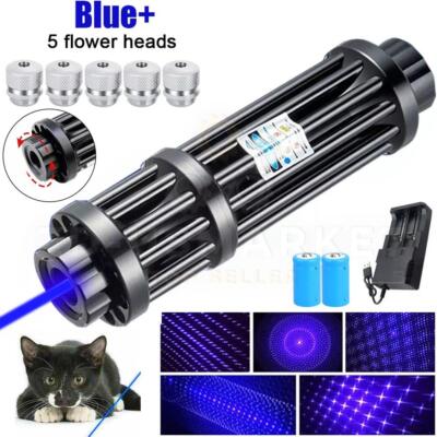 10W Adjustable Blue Burning Laser Pointer Visible Dot Torch Light Rechargeable