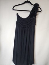 Studio Y Black One Shoulder Women's Large L Flower Short Cocktail Dressy Wedding
