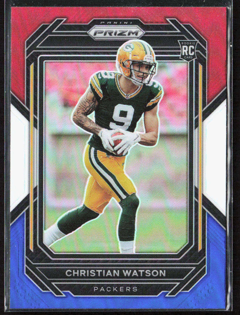 2022 Panini Prizm Christian Watson Red White Blue Rookie RC #314 Packers