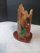 Vintage Hand Carved Wood Vase Artist signature