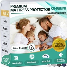 100% Waterproof Mattress Protector, Full Size, Fitted Sheet with Deep Pockets...