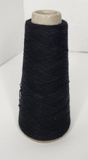 2 Cones Black Yarn Lot   Alps Italy Wool Blend, 6 oz Total, Weaving Knitting