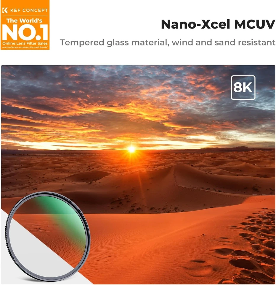 K&F Concept MC UV Protection Filter Lens Shockproof Tempered Glass 67/72/77/82mm - Image 2 of 4