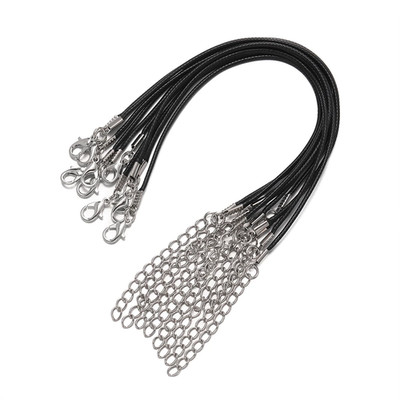 10Pcs/Lots 1.5/2Mm PU Leather Bracelet Cord Kit Wax-Coated Braided Strings with 