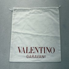 Valentino Garavani White Canvas Drawstring Dust Bag w/ Red Lettering 13x12in