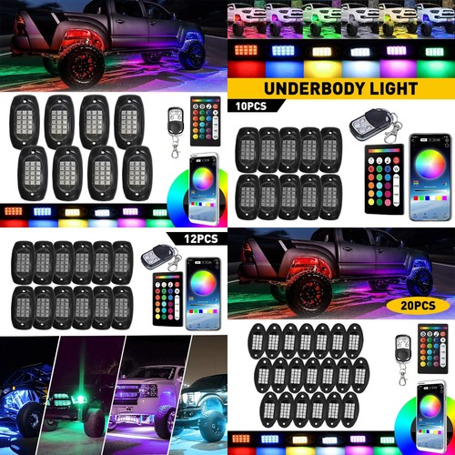 APP 10 Control Pods RGB Rock LED Light Kit Bluetooth Underbody Glow Neon Lights