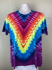 Vtg Early 90s Hanes Plain Rainbow Tie Dye T-Shirt L/XL Single Stitch Blank