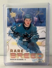 2025-26 Fleer Flair Rare Breed Macklin Celebrini Card 7 of 8 Sharks