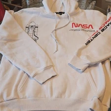 NASA Hyper Space Men’s White Hoodie Kennedy Space Center Size Large