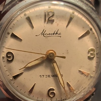 Mauthe 17J Vintage Manual Silver Dial Steel Case Brown Leather Watch
