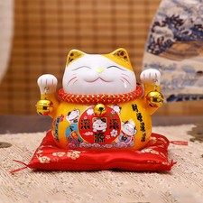 Ceramic Fortune Cat Japanese Statue Porcelain Lucky Cats Decor Feng Shui