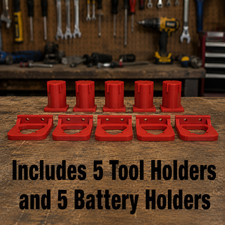 Fits Milwaukee M12 Tool and Battery Wall Mount Holder Red 5 of Each Organizer