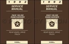 1992 Dodge Pickup Truck Ramcharger Repair Shop Manual Gas and Diesel DW 150-350