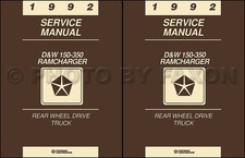 1992 Dodge Pickup Truck Ramcharger Repair Shop Manual Gas and Diesel DW 150-350