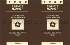 1992 Dodge Pickup Truck Ramcharger Repair Shop Manual Gas and Diesel DW 150-350