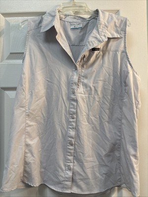 Columbia Silver Ridge Sleeveless Shirt Womens XL Gray Hiking Fishing Button Up
