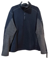 Kuhl Men's Revel 1/4 Zip Sweater Pullover Kashmira Fleece XL Black Gray Jacket