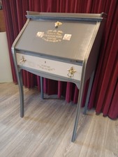 Vintage Ladies Secretaire Bureau, Small Workstation Desk, French Style. Duo Grey