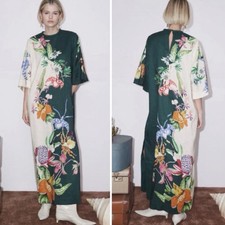Alemais Aggie Mid Dress Floral Size AU 10 / US 6 Green Relaxed Shift Sleeve Long