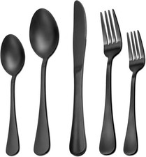 Matte Black Silverware Set for 8, 40 Pieces Heavy Duty Stainless Steel Flatware