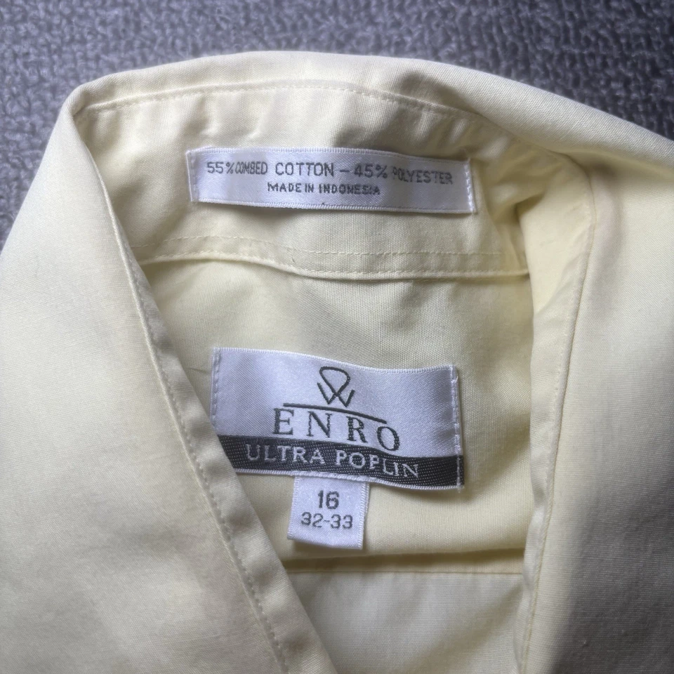 Camisa con botones Enro para hombre amarilla 16 32-33 vestido Oxford ultra popelina #914 Foto 3 de 4