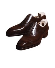 Handmade Brown Genuine Leather Oxford Lace Up Cap Toe Dress Office Shoes For Men