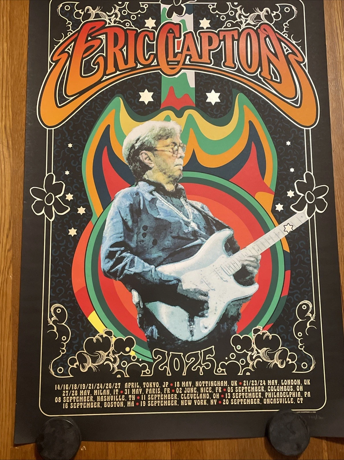 Eric Clapton 2025 Tour Numbered Vertical Poster