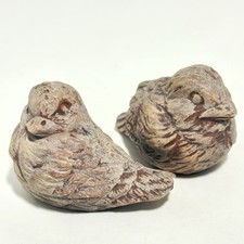 Vintage Pair of Bird Figurines Antiqued Ceramic Hand Painted Made in USA