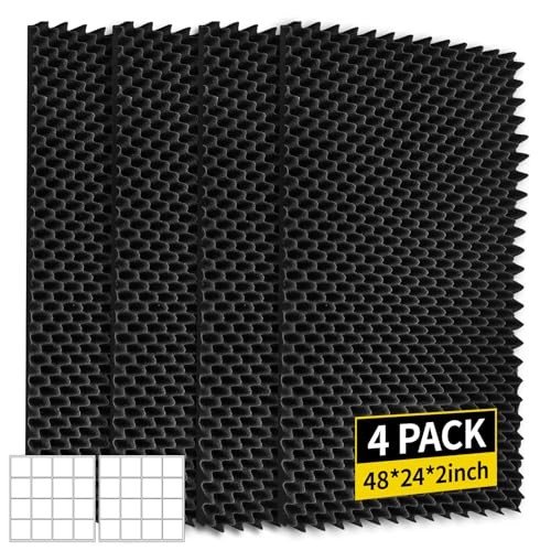 4 Pack Sound Proof Foam Panels 48x24x2 Acoustic Foam Panels Egg Crate Foam for