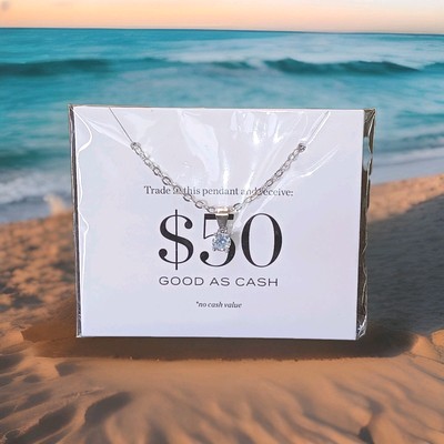 EFFY Crystal Clear Pendant Silver Tone Necklace Cruise Promo $50 Good as Cash