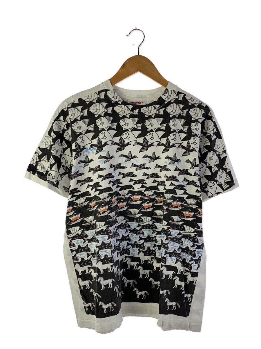ALTRA T shirt altre marche SOF Tee Mauritz Escher fantasia L cotone bianco totalmente usata