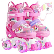 SUPER YOUNGSTER Adjustable Light Up Kids Unicorn Roller Skates for Girls Ages...