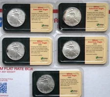 Lot of 5 Littleton American Silver Eagle 1oz .999 Silver 2004