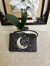 Coach Signature Corner Zip Wristlet with Halloween Graphic Cat Moon