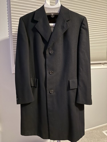 Hickey Freeman, Vintage Hickey Freeman Marshall Fields Custom Men’s Overcoat Black Medium Short