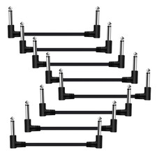 8-Pack 6-Inch Right Angle 1/4" TS Mono Guitar Patch Cables for Pedal Board
