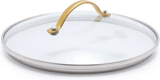 8" Tempered Glass Lid for Pots and Pans Cookware, Gold-Tone Handle with Matte Fi